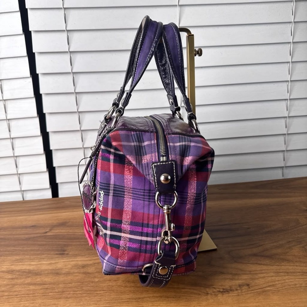 Coach Poppy Purple Tartan Plaid Satchel Limited Edition Hang Tags 15884 - Picture 9 of 16
